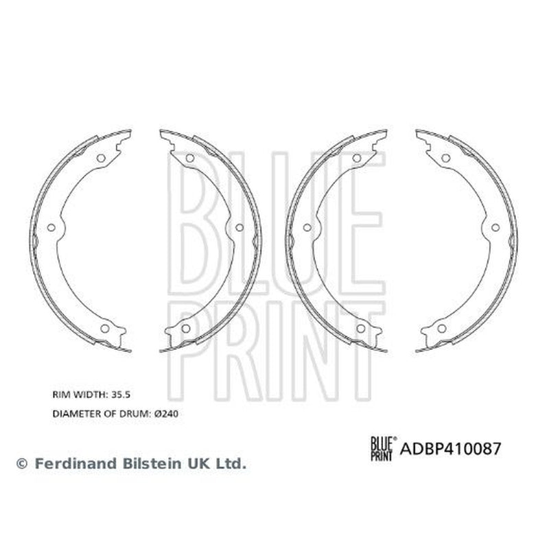 Blue Print Parking Brake Shoe Set Rear ADBP410087