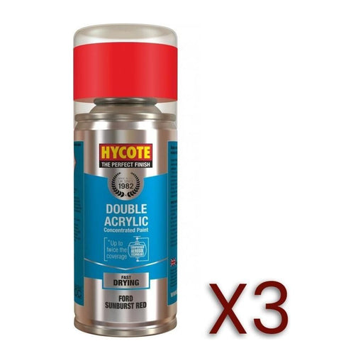 3x Hycote Aerosol Paint for Ford Sunburst Red 150ml Hycote  - Town Parts