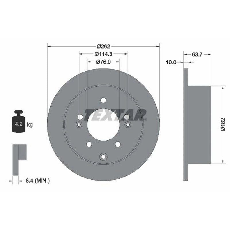 Textar 2 x Solid Rear Brake Discs 92226003