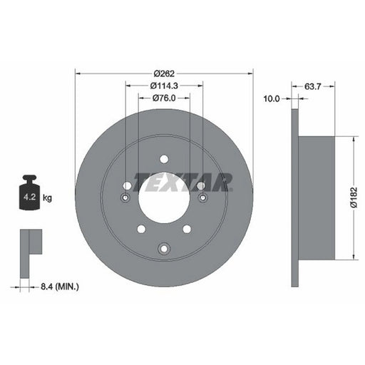 Textar 2 x Solid Rear Brake Discs 92226003