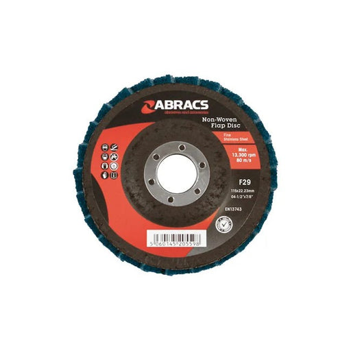 Abracs Non-Woven Flap Discs, Fine 115mm 5pc - CPL