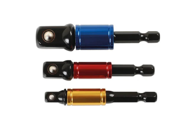 Laser Tools Socket Adaptor Set, Rotating Sleeve 1/4"D, 3/8"D, 1/2"D 3pc - PL