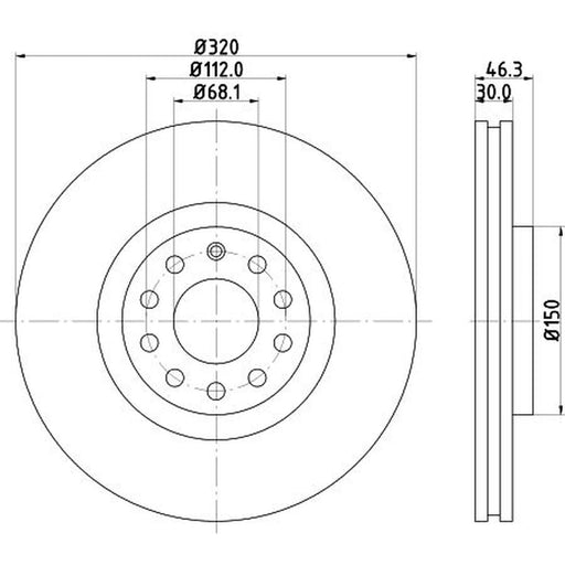 DON 2 x Externally Vented Front Brake Discs PCD11571
