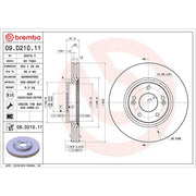 Brembo 2 x Internally Vented Front Brake Discs 09.D210.11