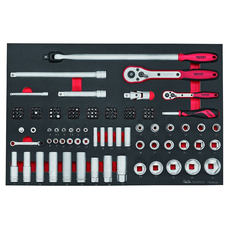 Teng Tools 126-Piece Sockets & Accessories Set FOAM4X4