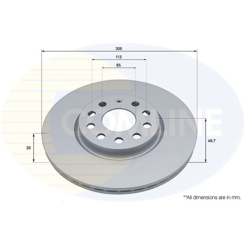 Comline 2 x Internally Vented Front Brake Discs ADC5215V