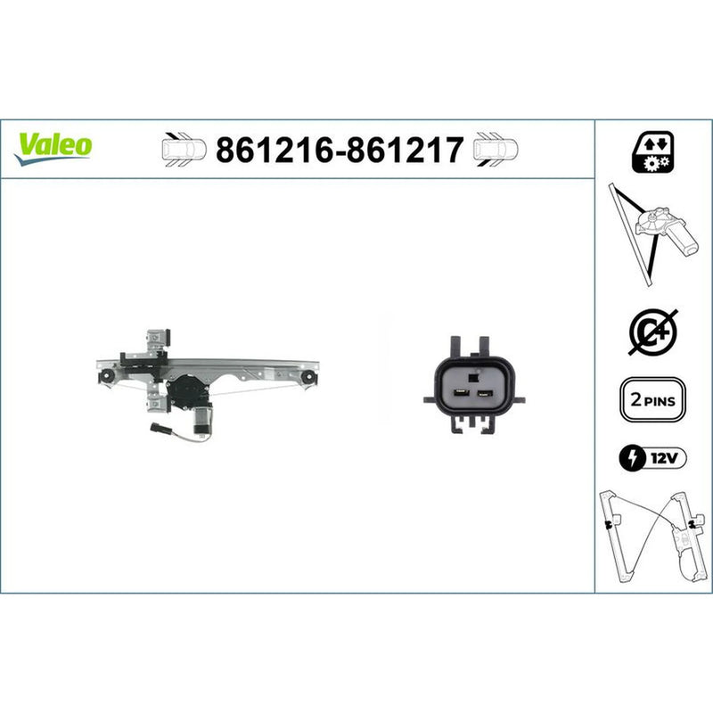 Valeo Electric Window Regulator Lifter Left Rear 861216