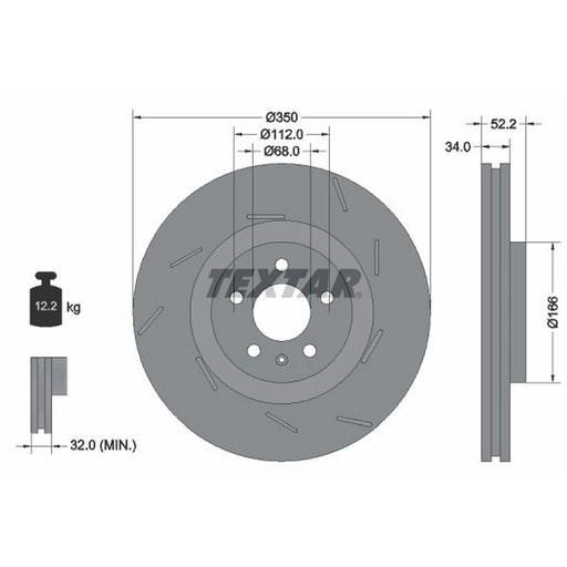 Textar 2 x Slotted Front Brake Discs 92319005