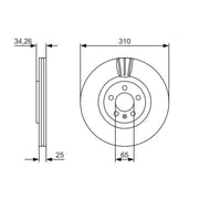 Bosch 2 x Vented Front Brake Discs 0 986 479 642