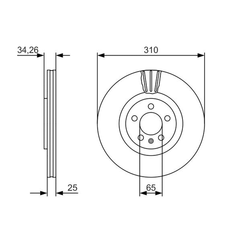 Bosch 2 x Vented Front Brake Discs 0 986 479 642
