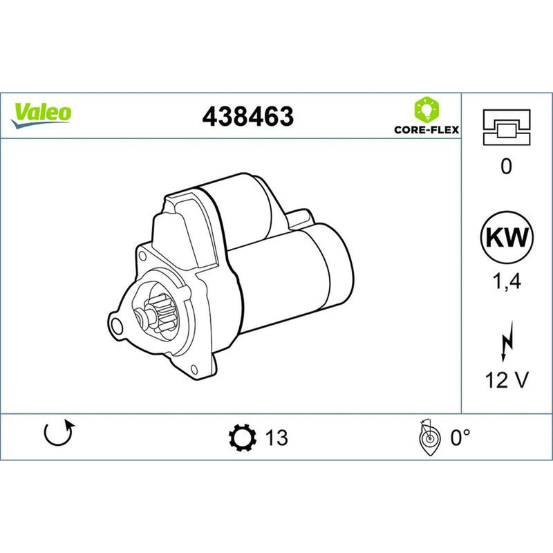 Valeo Starter Motor 12V 1.4kW 13 Teeth 438463