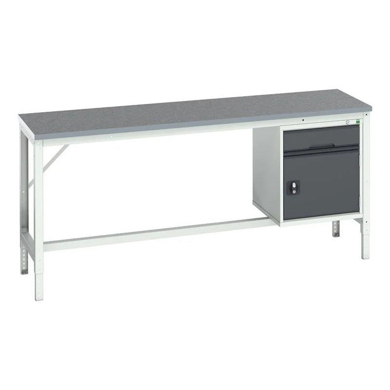 Bott Verso Bench with Cupboard + Drawer, Lino Top 2000 x 600mm - Q16921717.19