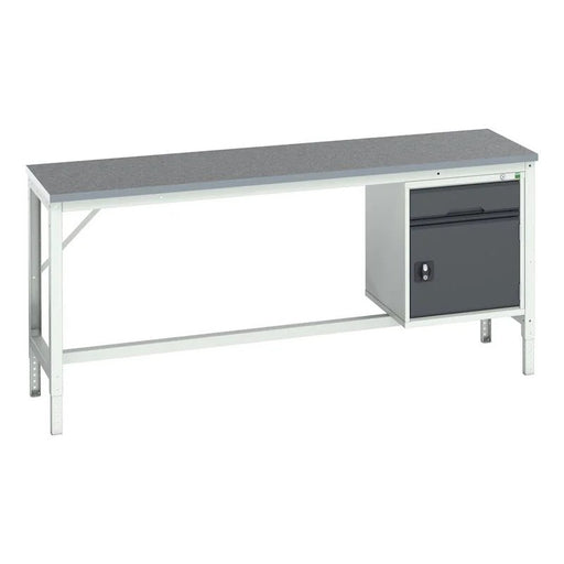 Bott Verso Bench with Cupboard + Drawer, Lino Top 2000 x 600mm - Q16921717.19