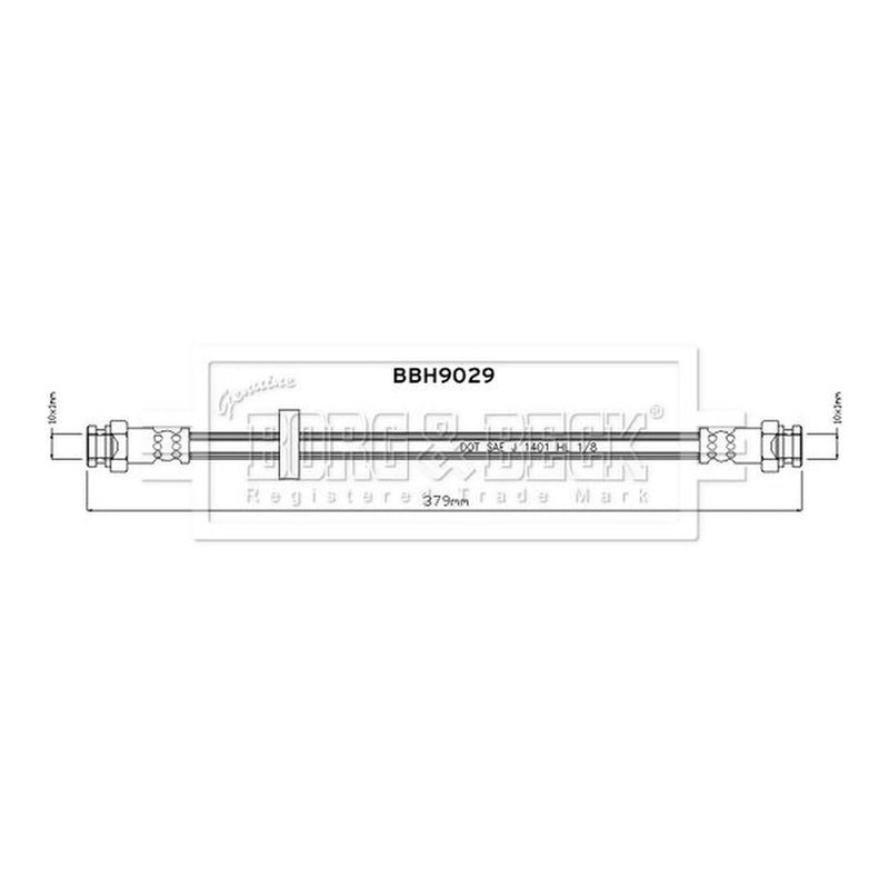 Borg & Beck Brake Hydraulic Hose Line Front Left BBH9029