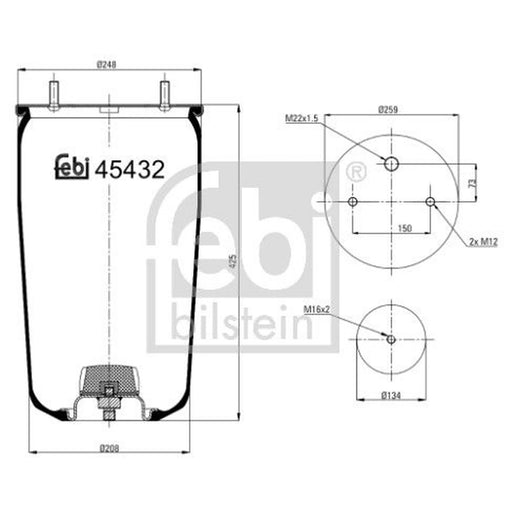 Febi Air Suspension Bellow 208mm 45432