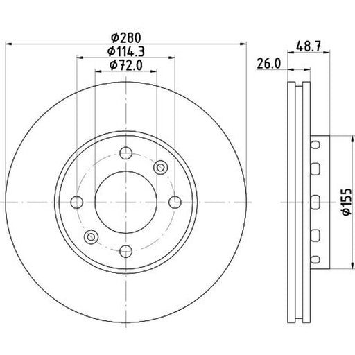 DON 2 x Externally Vented Front Brake Discs PCD21152