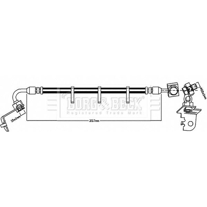 Borg & Beck Brake Hydraulic Hose Line Front Left BBH8564