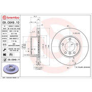 Brembo 2 x Internally Vented Front Brake Discs 09.C649.11