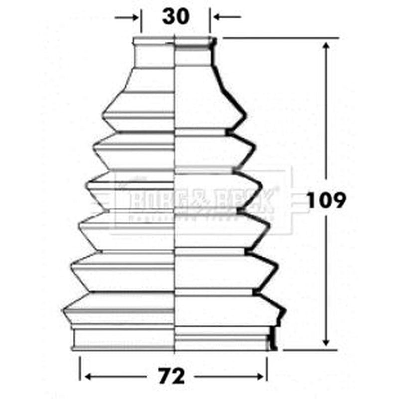 Borg & Beck Drive Shaft Bellow Kit Front Right Thermoplast BCB6074