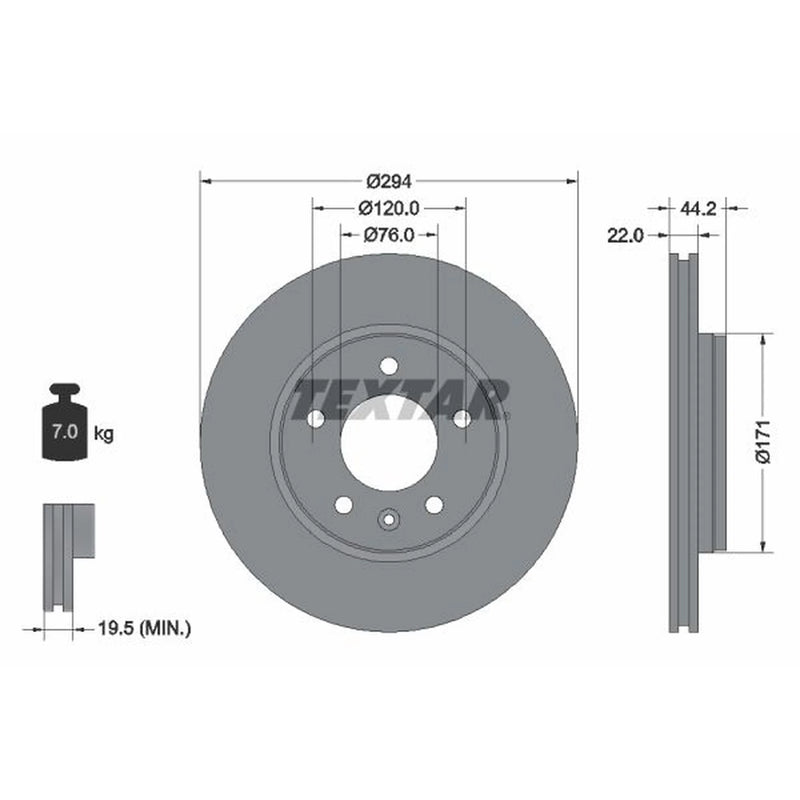 Textar 2 x Rear Brake Discs 92121403