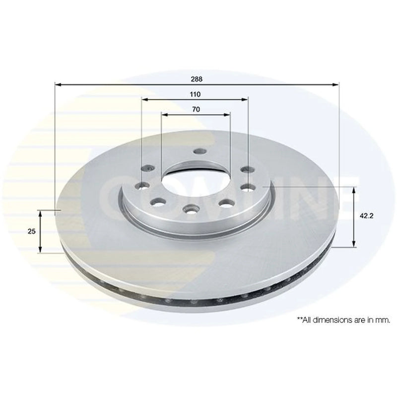 Comline 2 x Internally Vented Front Brake Discs ADC1107V