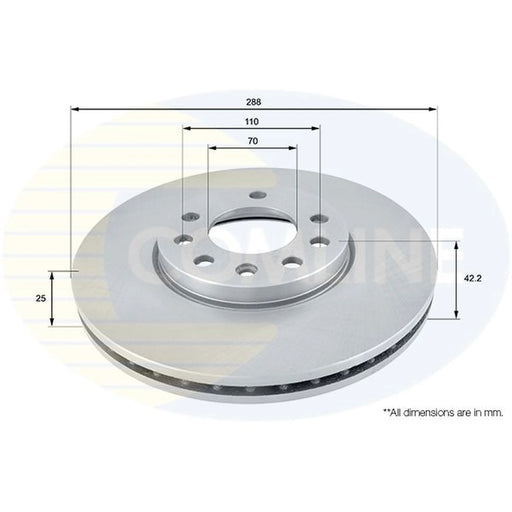 Comline 2 x Internally Vented Front Brake Discs ADC1107V