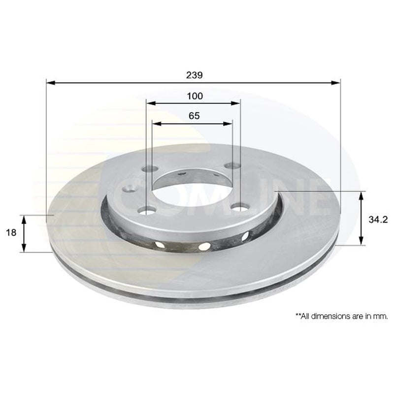 Comline 2 x Internally Vented Front Brake Discs ADC1413V
