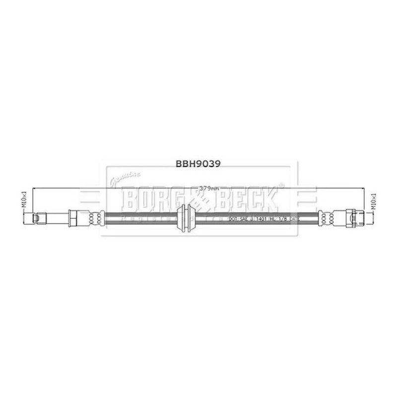 Borg & Beck Brake Hydraulic Hose Line Rear Left BBH9039