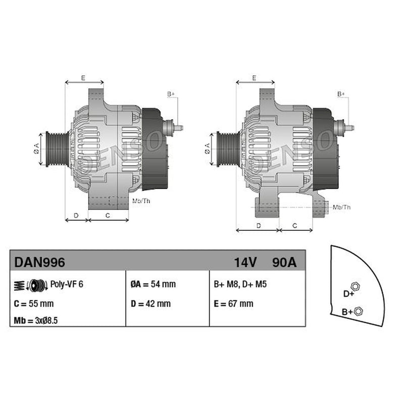 Denso Car Alternator 12V DAN996