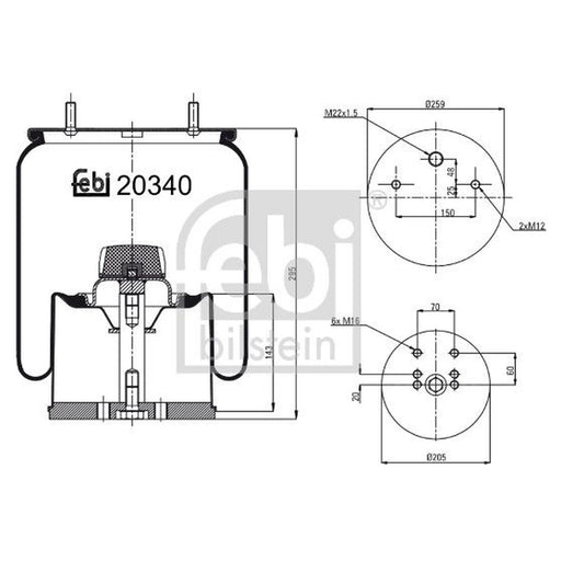 Febi Air Suspension Bellow 259mm 20340