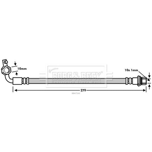Borg & Beck Brake Hydraulic Hose Line Rear Right BBH7540