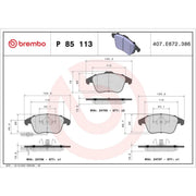 Brembo 4 x Front Brake Pad Set P85113X