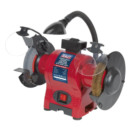 Sealey Bench Grinder150mm & Wire Wheel Combination with Worklight 250W/230V Sealey  - Town Parts