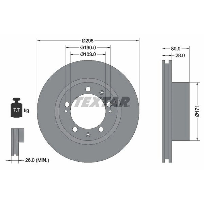 Textar 2 x Internally Vented Brake Discs 92064607
