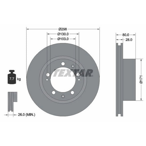 Textar 2 x Internally Vented Brake Discs 92064607