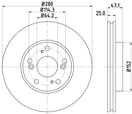 MINTEX Brake Disc Front Internally Vented 280mm Outer Diameter Fits Honda Accord MINTEX - Town Parts