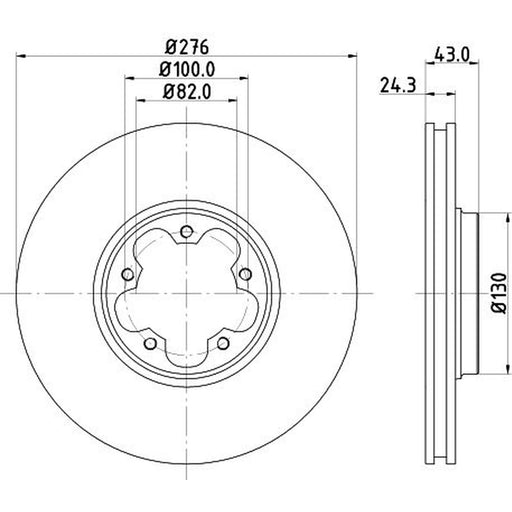 DON 2 x Internally Vented Front Brake Discs PCD18132