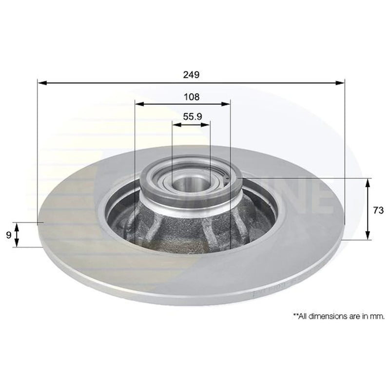 Comline 2 x Solid Rear Brake Discs ADC3018