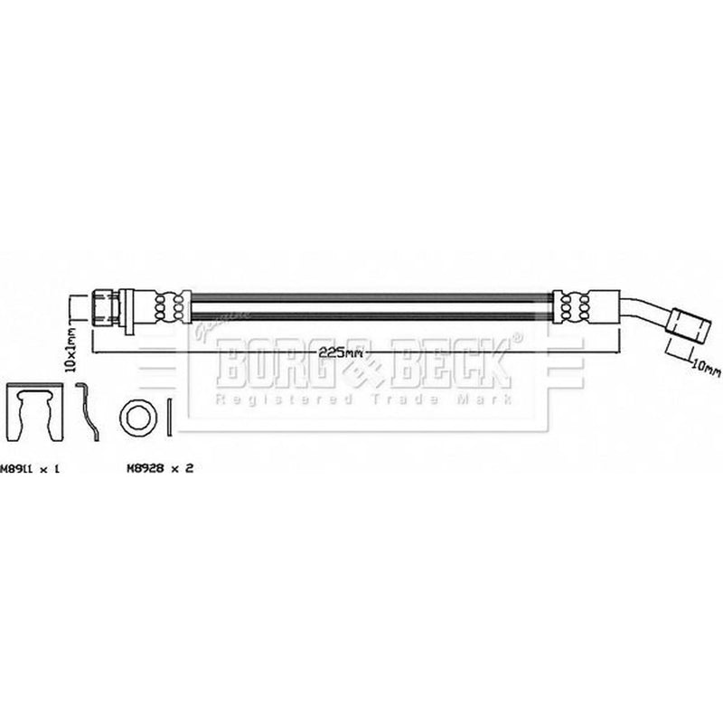 Borg & Beck Brake Hydraulic Hose Line Rear Left BBH8408