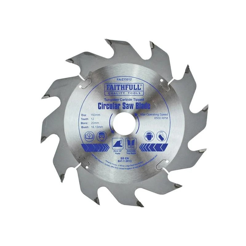 Faithfull TCT Circular Saw Blade 150 x 20mm x 12T POS - FAIZ15012