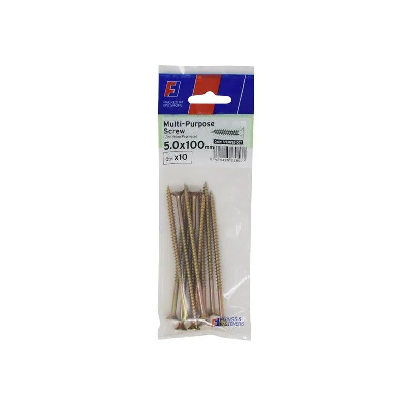 ForgeFix Multi-Purpose Pozi Screw CSK ST ZYP 5.0 x ForgePack 10 30-100mm