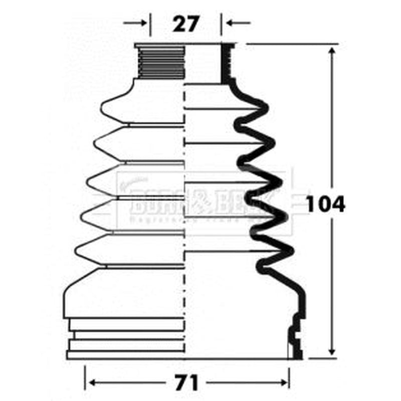 Borg & Beck Drive Shaft Bellow Kit Front Left Thermoplast BCB2878