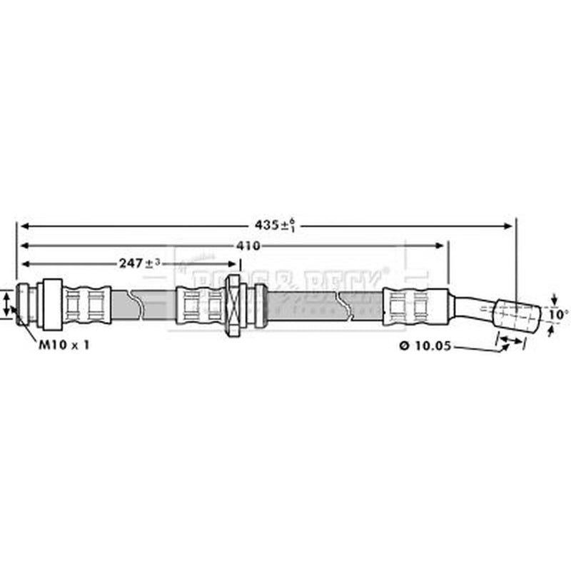 Borg & Beck Brake Hydraulic Hose Line Front Left BBH7206