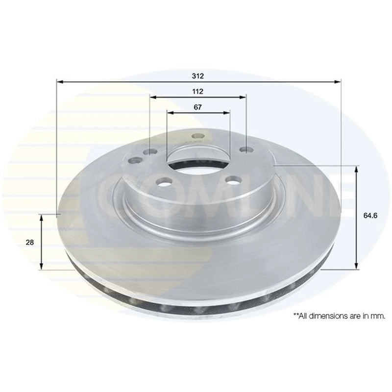 Comline 2 x Front Brake Discs ADC1624V