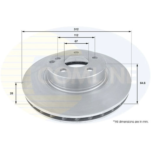 Comline 2 x Front Brake Discs ADC1624V