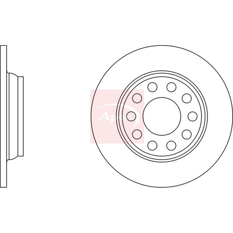 Apec 2 x Solid Rear Brake Discs DSK2164