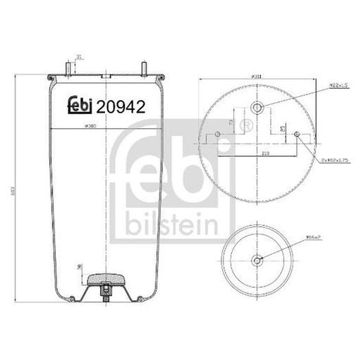 Febi Air Suspension Bellow 190mm 20942