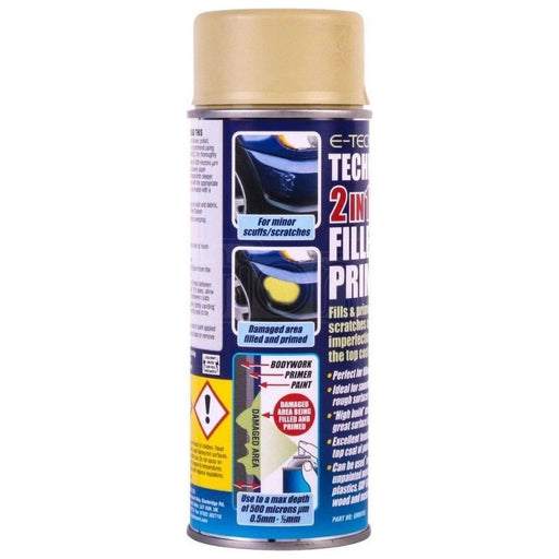 3x E-Tech Technik 2-in-1 Filler & Primer Car Body Repair Paint Undercoat 400ml Can E-Tech  - Town Parts