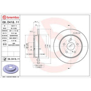 Brembo 2 x Solid Rear Brake Discs 08.D418.11