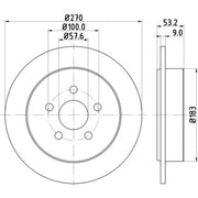 DON 2 x Solid Rear Brake Discs PCD22702